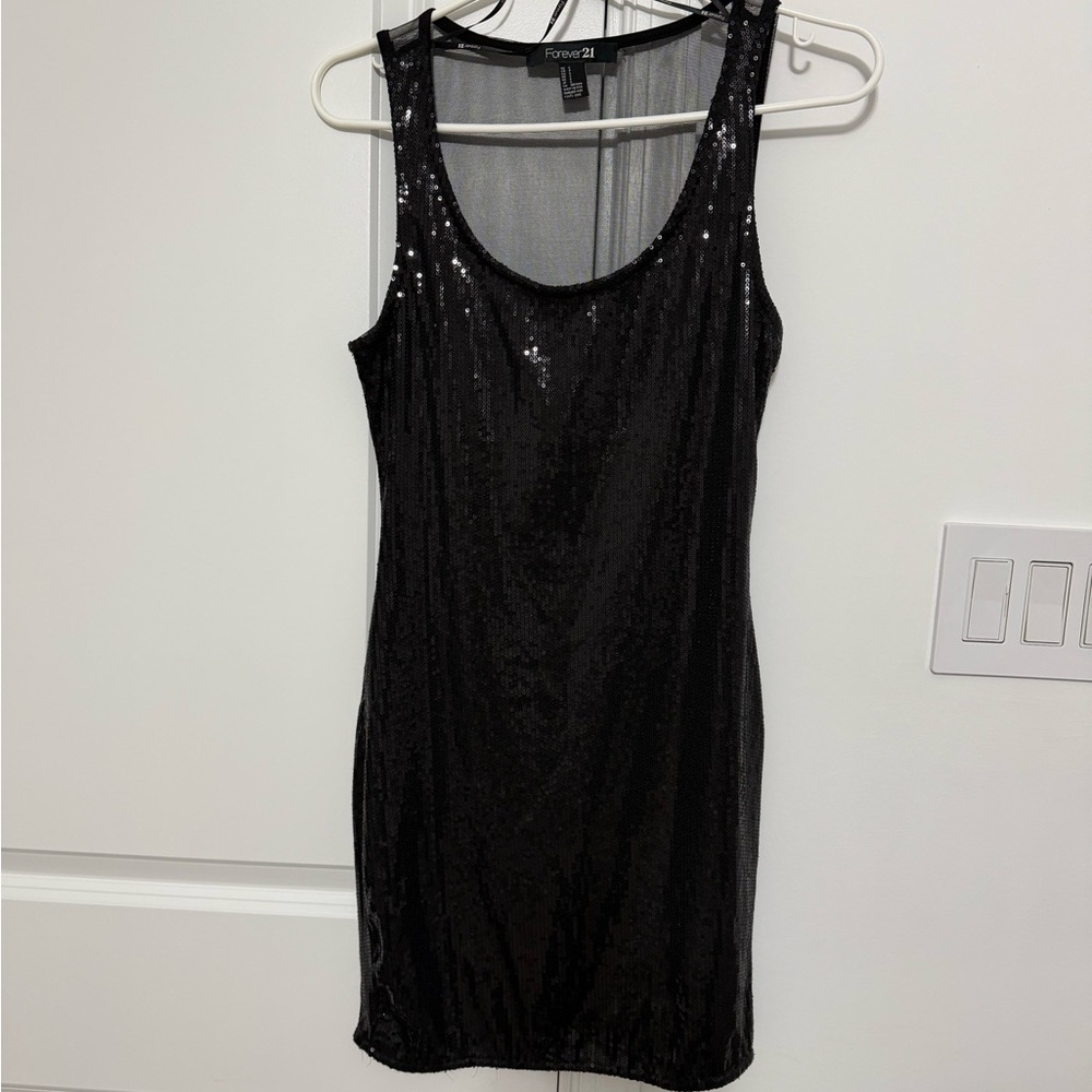 Forever 21 Black Sequin Tank Dress- Size Small